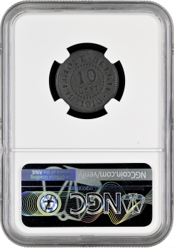 Бельгия 10 сантимов "• 1916 •" г., NGC MS61, "Немецкая оккупационная чеканка"