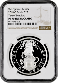 Великобритания 2 фунта 2019 г., NGC PF70 UC, "Звери Королевы - Йель Бофорта" Top Pop
