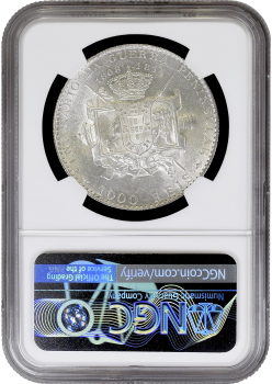 Португалия 1000 рейсов 1910 г., NGC MS62, "100 лет Пиренейской войне"