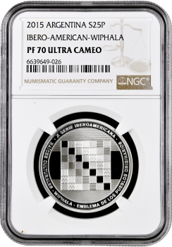 Аргентина 25 песо 2015 г., NGC PF70 UC, "Иберо-Американская серия - Культурные связи" Top Pop
