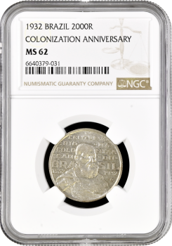 Бразилия 2000 рейсов 1932 г., NGC MS62, "400 лет колонизации Бразилии"