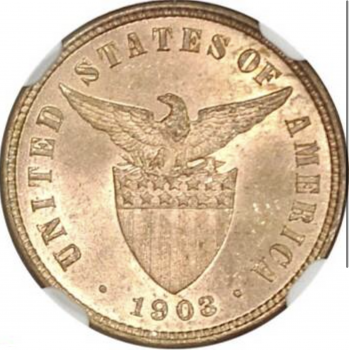 Филиппины 1/2 сентаво 1903 г., NGC MS63 RB, "Администрация США (1903 - 1945)"