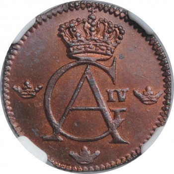 Швеция 1/12 скиллинга 1802, NGC MS64 RB, "Король Густав IV Адольф (1792 - 1809)"