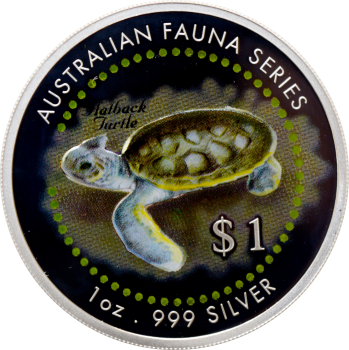 Острова Кука 1 доллар 1998 г., PROOF, "Фауна Австралии - Плоскоспинная черепаха"