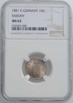 Саксония 1 новый грош 1841 г., NGC MS63, "Король Фридрих Август II (1836 - 1854)"