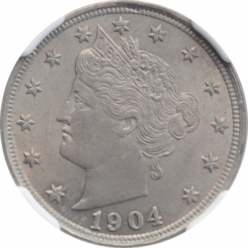 США 5 центов 1904 г., NGC MS62, "Liberty Nickel"