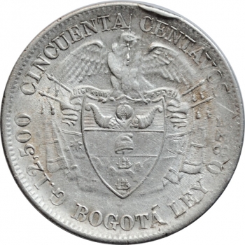 Колумбия 50 сентаво 1907 г., AU, 'Республика (1886 - 1914)'