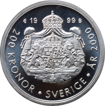 Швеция 200 крон 1999 г., PROOF, "Миллениум"