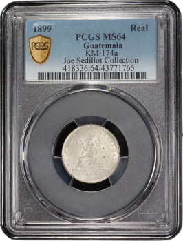 Гватемала 1 реал 1899 г., PCGS MS64, "Реал (1838 - 1912)"