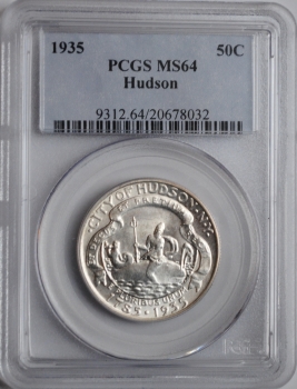США 50 центов 1935 г., PCGS MS64, '150 лет городу Гудзон, штат Нью-Йорк'