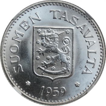 Финляндия  200 марок 1959 г. S, NGC MS66, "Финляндская Республика (Suomi) (1918 - 1962)"