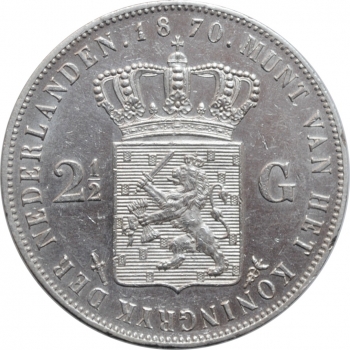 Нидерланды 2 1/2 гульдена 1870 г., UNC, "Король Виллем III (1849 - 1890)"