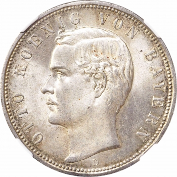 Бавария 5 марок 1913 г., NGC MS62, "Король Отто І (1886 - 1913)"