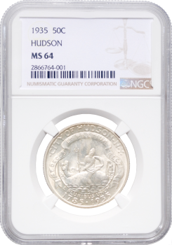 США 50 центов 1935 г., NGC MS64, "150 лет городу Гудзон, штат Нью-Йорк"