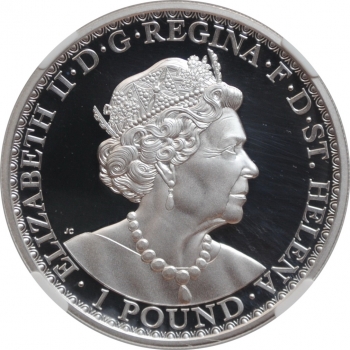 Остров Святой Елены 1 фунт 2021 г., NGC PF70 UC, "Уна и Лев"