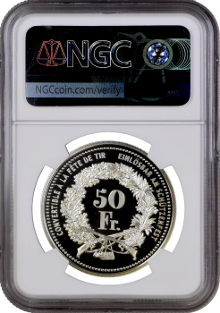 Швейцария 50 франков 2006 г., NGC PF69 UC, "Стрелковый фестиваль в Золотурне"