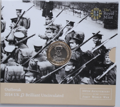 Великобритания 2 фунта 2014 г., BU, "100 лет Первой Мировой войне"