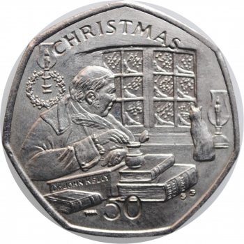 Остров Мэн 50 пенсов 2000 г., UNC, "Рождество"