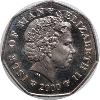 Остров Мэн 50 пенсов 2000 г., UNC, "Рождество"