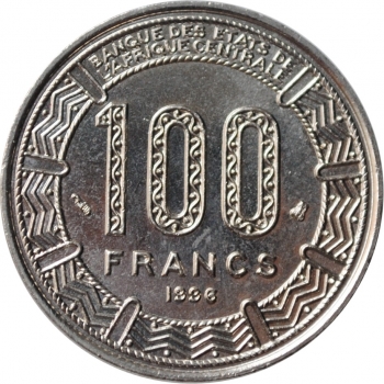 Центральная Африка (BEAC) 100 франков 1996 г., BU, "Франк КФА BEAC (1973 - 2019)"