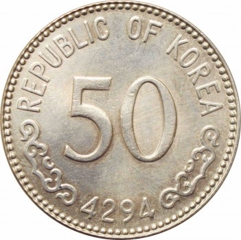 Южная Корея 50 вон KE 4294 (1961 г.), UNC, "Республика Корея (1953 - 1962)"