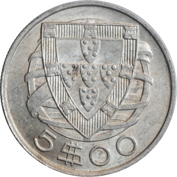 Португалия 5 эскудо 1934 г., AU, "Португальская Республика (1911 - 1969)"
