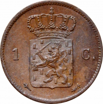 Нидерланды 1 цент 1860 г., UNC, "Король Виллем III (1849 - 1890)"