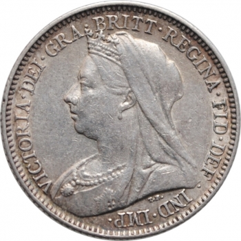 Великобритания 6 пенсов 1899 г., XF, "Королева Виктория (1838 - 1901)"