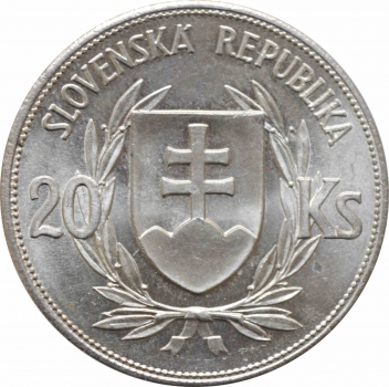 Словакия 20 крон 1939 г., BU, "Йозеф Тисо - первый президент Словацкой Республики"