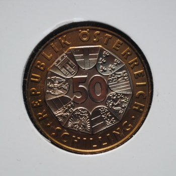 Австрия 50 шиллингов 1999 г., BU, 'Европейский валютный союз'