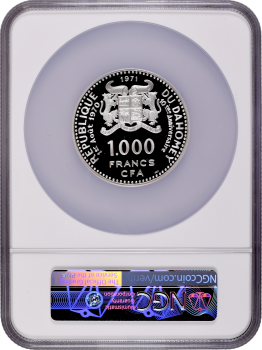 Республика Дагомея (Бенин) 1000 франков 1971 г., NGC PF66 UC, "10 лет независимости. Женщина сомба"