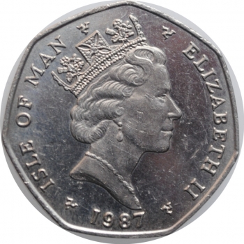 Остров Мэн 50 пенсов 1987 г. AA, XF, "Рождество"