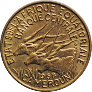 Экваториальная Африка 5 франков 1968 г., UNC, 'Денежный союз (1960-1974)'