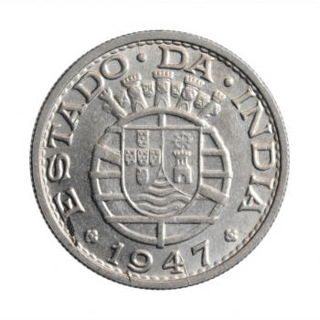 Индия - Португальская 1/2 рупии 1947 г., UNC, "Администрация Португалии до 1961 года"