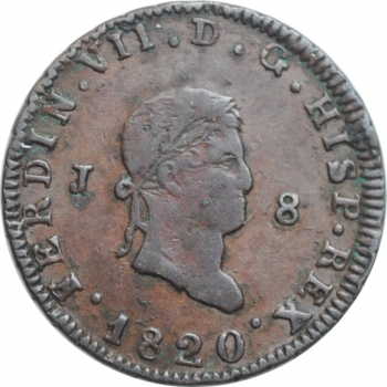 Испания 8 мараведи 1820 г., XF, "Король Фердинанд VII (1814 - 1833)"