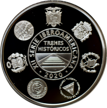 Испания Медаль 2020 г., PROOF, "XII Иберо-американская серия - Исторические железные дороги"