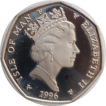 Остров Мэн 50 пенсов 1996 г., UNC, "Рождество"