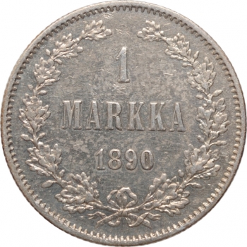 Финляндия 1 марка 1890 г. L, XF, "Император Александр III (1881 - 1894)"