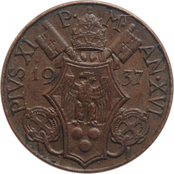 Ватикан 5 чентизимо 1937 г., UNC, 'Папа Пий XI (1929-1938)'