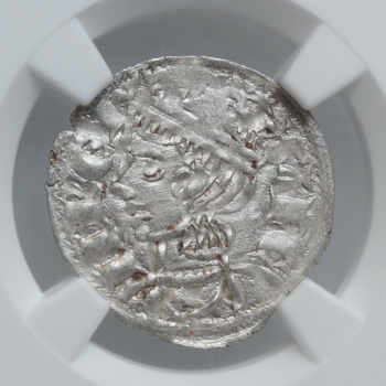 Испания, Кастилия и Леон 1 Динеро 1286-1288 г., NGC MS62, "Король Санчо IV (1284 - 1295)"
