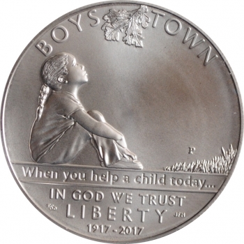 США 1 доллар 2017 г., BU, "100 лет организации «Boys Town»"