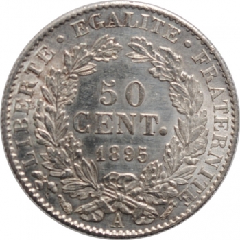 Франция 50 сантимов 1895 г. A, AU, "Третья Республика (1870 - 1941)"