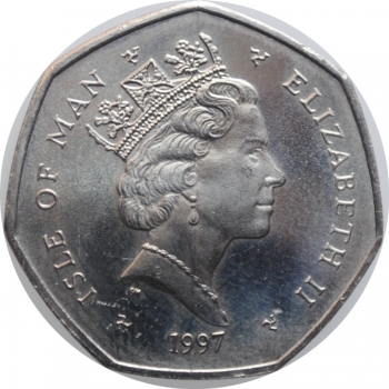 Остров Мэн 50 пенсов 1997 г., UNC, "Рождество"