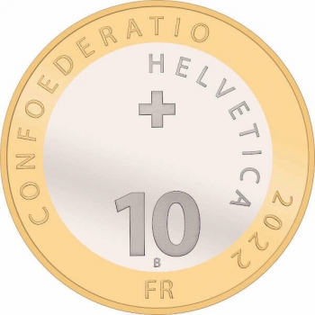 Швейцария 10 франков 2022 г., BU, "Ледники Швейцарии - Мортерач"