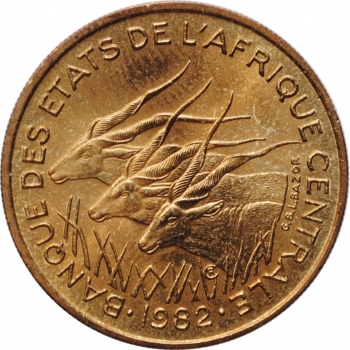 Центральная Африка (BEAC) 25 франков 1982 г., BU, "Франк КФА BEAC (1973 - 2019)"