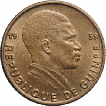 Гвинея 5 франков 1959 г., BU, "Старый франк (1959 - 1971)"