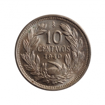 Чили 10 сентаво 1940 г., BU, "Республика Чили (1899 - 1959)"