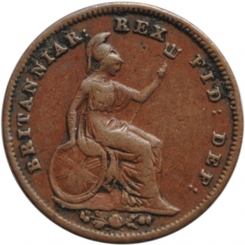 Великобритания 1/3 фартинга 1835 г., XF, "Король Вильгельм IV (1831 - 1837)"