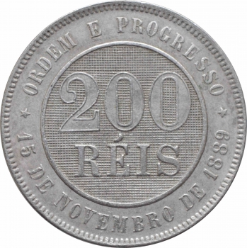 Бразилия 200 рейсов 1896 г., UNC, "Первая Республика (1889 - 1942)"