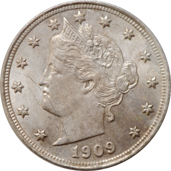 США 5 центов 1909 г., UNC, "Liberty Nickel"